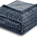Soft Cozy Fleece Twin Blanket, 60x80 Inches, Fuzzy Plush Flannel Lightweight Blanket with 3D Jacquard Decorative Design for Couch, Bed, Sofa, Camping, and Travel, Dark Grey Chain