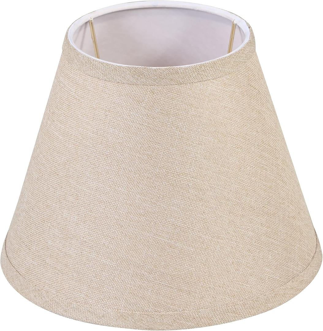 Aspen Creative 56028, Empire Uno Lamp Shade in Medium Brown Burlap Textured Fabric, 5" Top x 9" Bottom x 7" Slant Height, Slip UNO 33mm