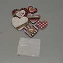 Wonderjune 6 Pcs Valentines Day Decorations Rustic Heart Shaped Wooden Sign Farmhouse Love Wood Block Table Centerpiece Valentines Tiered Tray Decor for Valentines Day Wedding Home(Classic Style)