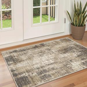 Valenrug 9x12 Area Rug, Abstract Large Washable Rugs for Living Room Taupe