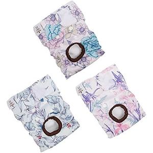 CuteBone Dog Diapers Female Washable Small Medium Large 3 Pack Reusable Doggie Diapers Puppy Period Pants for Doggy Heat Cycle Peeing D36S