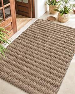 DEXI Jute Door Mat 36x60, Woven Mat for Covered Outside Entry, Light Taupe
Handmade Natural Fiber, Braided Entryway Rug, Non‑Slip Trap Dirt, Indoor & Covered‑Outdoor Mat, Farmhouse Home Decor, Patio