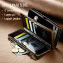 Defencase for Galaxy S26 Ultra Case Wallet with RFID Blocking Card Holder for Women Men, PU Leather Magnetic Snap Flip Wrist Strap Zipper Wallet Phone Cases for Samsung Galaxy S26 Ultra 6.9", Coffee