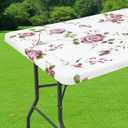 Smiry Spandex Fitted Tablecloth for 4 Foot Rectangle Tables, Washable Picnic Table Cover with Elastic, Stretch Reusable Table Cloth for Outdoor, Camping, Dining & Kitchen (Flowers, 24"x48")