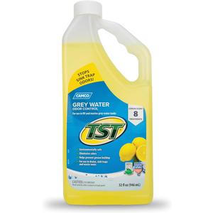 Camco TST RV Grey Water Odor Control and Holding Tank Deodorizer - Septic Safe - Lemon, 32oz