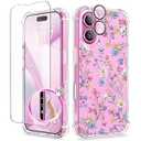 GVIEWIN for iPhone 11 Case Floral, with Screen Protector&Camera Lens Protector,[Non Yellowing] Soft Shockproof Clear Phone Protective Cover for Women, Flower Pattern Design 6.1"(Floratopia/Colorful)