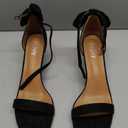 Women's Bow Knot Ankle Strap Heeled Sandals, Round Open Toe, Mid Kitten Heels, Bride Wedding Party Dress Shoes 45