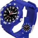 SOCICO Children Analog Watch for Boys Girls Waterproof Time Teaching Watch with Soft Band, Learning Time Wrist Watch Easy to Read Christmas Gifts for Kids Ages 3-12 Great Gifts (Blue - Black face)