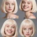 Blonde Bob Wig with Heart Sunglasses - Heat-Resistant, Synthetic Fiber, Adjustable and Natural Looking