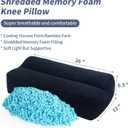 HOMBYS Shredded Memory Foam Knee Pillow for Side Sleepers, 6.5" Height Pillow Between Legs for Aligns Spine & Relieves Pressure Hip & Leg Elevation, Supportive Pillow for Pregnancy, Sciatica, Navy