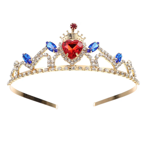 Beaupretty Red Heart Crown for Women Crystal Princess Tiara Costume Headpiece for Women Girls