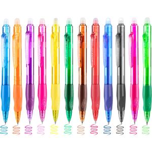 Aozora Erasable Pens Click Fine Point 0.7 mm Retractable Erasable Gel Pens for Completing Sudoku and Crossword Puzzles 12 Pack (Multicolor)