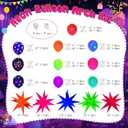 UV Neon Balloons, Glow in the Dark Party Supplies Neon Foil Explosion Star Balloon Kit Cone Balloons Glow in the Dark Birthday Decorations for Blacklight Party Decoration, 5", 10", 12", 18"