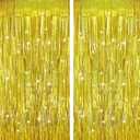 Gold Backdrops Curtains Christmas Party Decorations, Tinsel Streamers for 30th Birthday Decorations, Photo Booth Props for Wedding, Baby Shower, 2Pack 3.28X6.56Ft