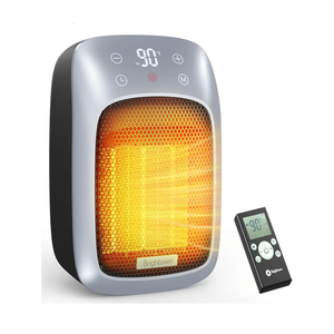 Brightown Plug In Space Heater for Indoor Use, 800W Small Wall Outlet Heater with Remote and Thermostat, LED Display, 12H Timer, Overheat Protection for Bathroom Bedroom Office Home