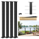 Zylorix 4Pack 36" Swageless Modular Cable Railing Post, Stainless Steel T304 Black Coated Surface Mount 35"x2"x2" Level Drilled Line Post for Cable Railing System Deck Indoor Outdoor Porch Balcony