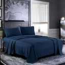 Pure Bedding Bed Sheets - Queen Sheet Set [4-Piece, Navy] - Hotel Luxury 1800 Brushed Microfiber - Soft and Breathable - Deep Pocket Fitted Sheet, Flat Sheet, Pillow Cases