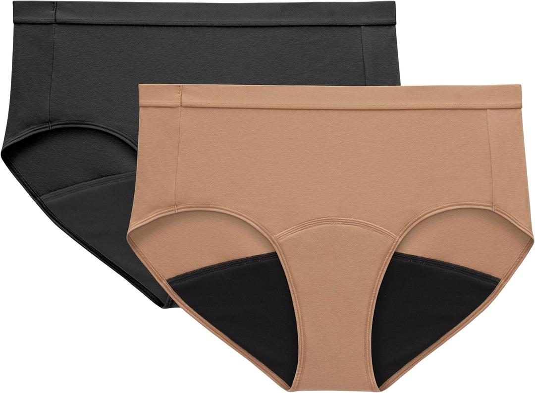 Hanes Women's Just My Size Comfort, Period. Brief Period Underwear, Super Leaks, 2-pack 4XL