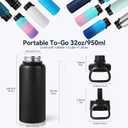 Neihepal 32 oz Insulated Water Bottles Bulk with 2 Lids (Straw & Spout Lid), Stainless Steel Double Wall Water Bottle, Keeps Cold 24H & Hot 12H (Eight Color,8 Pack)