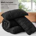 Bedbay Black Ruched Comforter Set King Size,100% Cotton Boho Bedding Set,Black Cinched Fluffy Comforter for Bedroom,3 Pcs Vintage Ruffle Bedding Aesthetic Room Decor for All Seasons