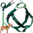 2 Hounds Design Freedom No Pull Dog Harness, Adjustable Harness and Leash Set, Easy Walking & Comfortable Control, Fits Small, Medium & Large Dogs, Solid Colors, Made in USA, 1" LG, Kelly Green (LG (Chest 28" - 32"))