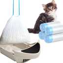 XUEPETT 80 Pack Cat Litter Bags with Drawstring, Compatible with Litter-Robot 3/4 Heavy Duty Cat Litter Box Liners Waste Bags Replacement