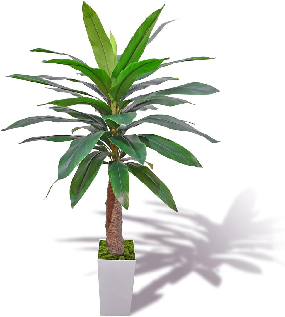 Artificial Banana Tree 6FT in Height and Comes with a White Tall Flowerpot, Its Appearance is Similar to That of Artificial Olive Trees or Fake Olive Trees