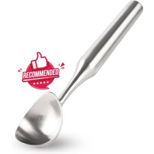 Stainless Steel Ice Cream Scoop, Ergonomically Designed Handle for Comfort, Heavy Duty Ice Cream Scooper, One-Piece Design Ice Cream Scoops, Dishwasher Safe. (Luxurious silver)