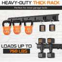 "64 Garage Tool Organizer Wall Mount - Heavy Duty 750lbs Metal Storage Rack, Easy Install Adjustable Hooks for Garden Tools Brooms
