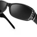 IGnaef Polarized Sunglasses for Women, Rhinestone Women Sunglasses UV400 Protection for Driving/Fishing/Shopping