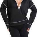 2026 Spring Hoodies Sweatshirts for Women, Long Sleeve Half Zip Pullover Comfrt Hoodie (Black, M)