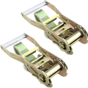 KUMGROT 2pcs 2-inch Ratchet Strap Tie Down Ratchet for Tow Dolly Car Truck Trailer Straps with Finger J Hook Tie Down Suitable for Strap Width 50mm 5000kg Load