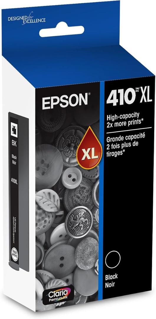 EPSON 410 Claria Premium Ink High Capacity (T410XL020) Works with Expression XP-530, 630, 640, 7100, 830