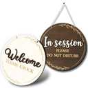 Woodamore In Session Door Sign For Therapists - Please Do Not Disturb Sign For Office Door, Therapy Session In Progress Doors Signs, Welcome Please Knock Signs For Doors, Massage Therapy Decor