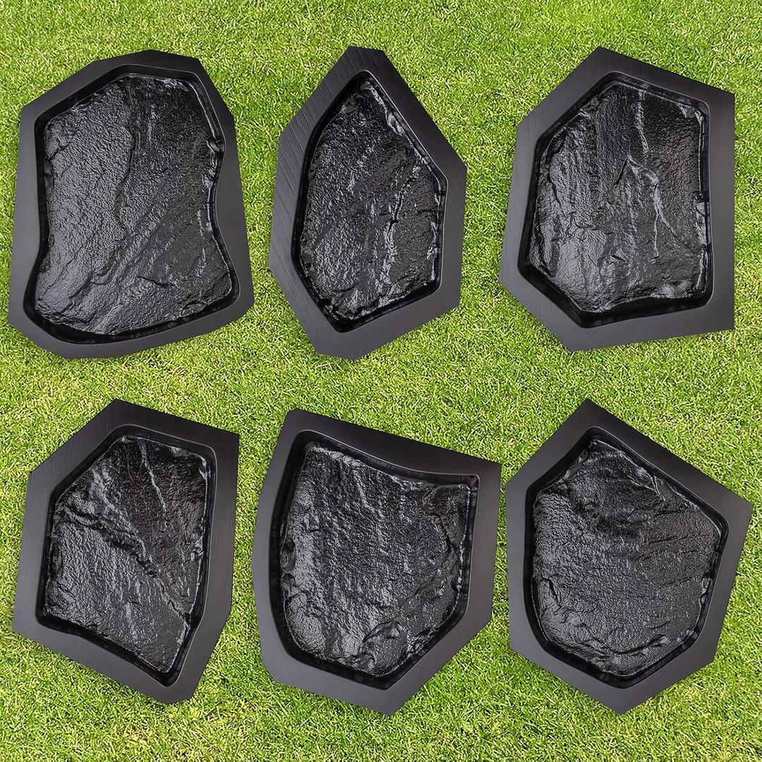 6 pc Flagstone Molds ABS 2mm - Reusable Paver Molds for DIY Stepping Stones & Garden Paths