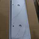 60" Bathroom Vanity with Sink, Freestanding Bathroom Storage Cabinet with 2 Marble-Pattern Ceramic Basins & 4 Striped Doors, Floor Stand Vanity Combo with Bottom Open Shelf, Dark Walnut