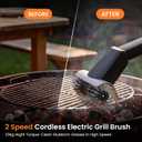 Rechargeable Electric BBQ Grill Brush, 2600mAh Battery, 2-Speed Power, LED Light, 100 Mins Long Runtime, 304 Stainless Steel Heat Resistant Grill Cleaner for Outdoor Camping & Grilling