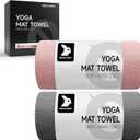 Yoga Mat Towel - Non-Slip Microfiber for Hot Yoga & Pilates | Super Absorbent, Lightweight & Machine Washable 72"x25" (Pink + Gray)