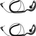 Listen Only Earpiece 3.5mm G Shape for Law Enforcement Kenwood Baofeng Motorola Yaesu Two Way Radio Walkie Talkie Police Security and Law Enforcement Use 2 Pack