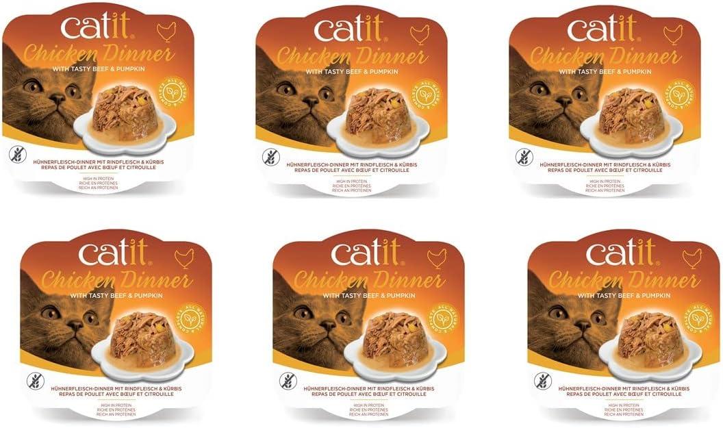 Catit Chicken Dinner, Beef & Pumpkin, Pack of 6 x 80g