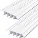 Pushglossy 2 Pcs Kerf Style Door Bottom 36" Long 1 3/4" Wide Replacement Threshold Seal with Vinyl Fins Weatherstrip Draft Stopper for Interior Exterior Doors(White)