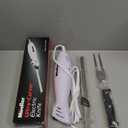 Mueller Ultra-Carver Electric Knife for Carving Meats, Poultry, Bread, Crafting Foam. Stainless Steel Blades, Powerful Motor, Ergonomic Handle, One-Touch On/Off Button, Serving Fork Included, White