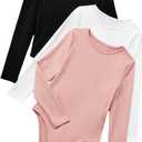 RoseSeek Girl's Long Sleeve Bodysuit Crewneck Romper Jumpsuit Leotard
