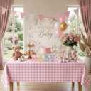 3 Pack Pink and White Checkered Tablecloth, 54 X 108Inch Plastic Red Gingham Table Cloth Waterproof Red Checkered Table Cover for Easter Mother's Day Wedding Birthday Anniversay Baby Bridal Shower