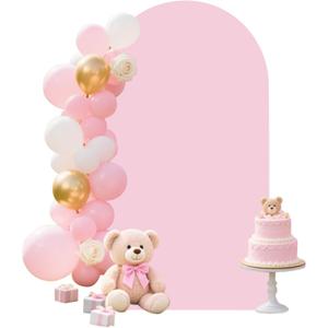 Light Pink Arch Backdrop Spandex Cover for 7.2ft Stand Frame Arch Covers Stretchy Backdrop Fabric for Wedding Bridal Shower Birthday Parties Decor Event Decorations