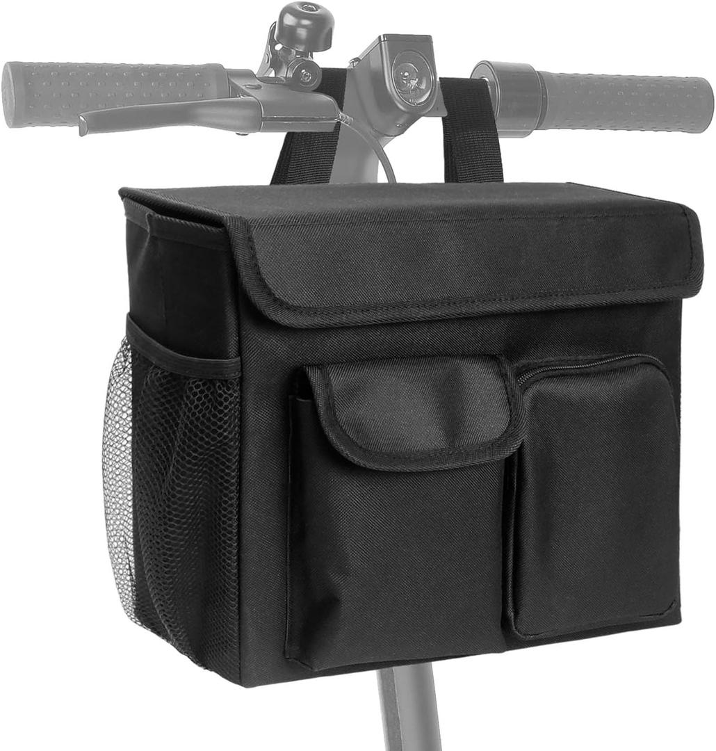 Mobility Scooter Bag, Electric Scooter Basket, Knee Scooter Basket, Mobility Scooter Caddy with 14 Inches Laptop Pocket and 2 Cup Holders for Bike, Mobility Scooter Accessories for Adults