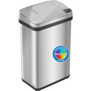 iTouchless 15 Liter / 4 Gal Sensor Bathroom Trash Can with Lid and AbsorbX Odor Filter, Stainless Steel Small Waste Basket, Includes Air Freshener Fragrance Pack, Home Office Bedroom Livingroom (Silver)