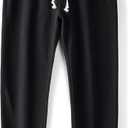 Mens Cotton Athletic Pants Open Bottom Running Sweatpants (Black, XXL)