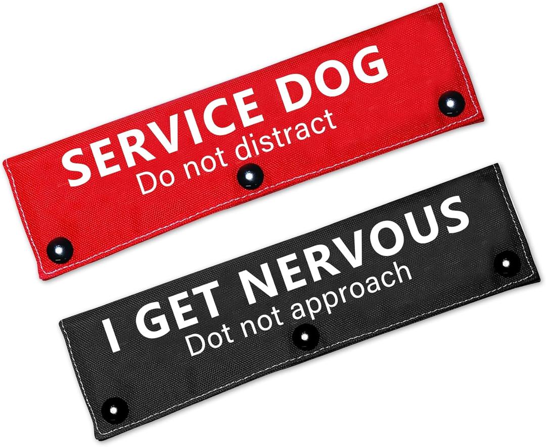 Service Dog Leash Sleeve - Black & Red 2 Set - Funny Dog Leash Wrap for Pet Birthday Gift