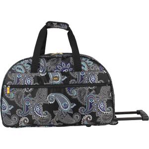 LUCAS Designer Carry On Luggage Collection - Lightweight Pattern 22 Inch Duffel Bag- Weekender Overnight Business Travel Suitcase with 2- Rolling Wheels (Paisley Peacock)